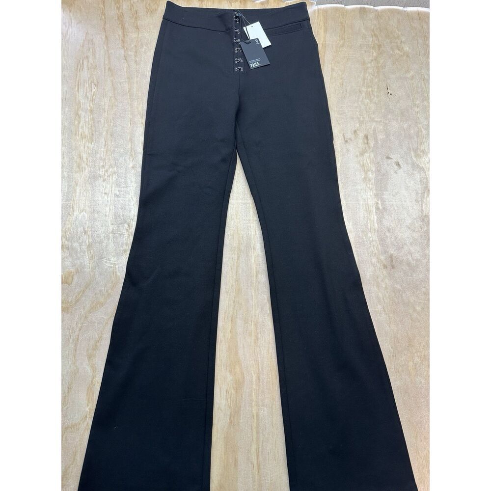 Paige Miriel Wide Leg Boot Cut‎ Flare 29 Black NWTs $229 Hook Eye Closure Rayon